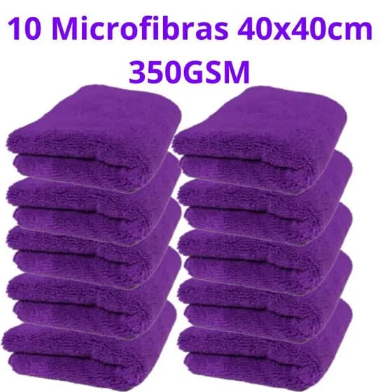 Kit 10 Panos Microfibra Automotivo Toalha 40x40 350GSM  Roxo