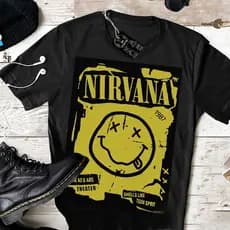 Camiseta Camisa T Shirt 100% Algodão Banda De Rock Nirvana Camisa top ! !!