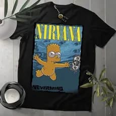 Camiseta Simpsons Bart Nevermind Nirvana camisa anime 100% algodão fashion