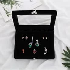 Expositor de veludo para anéis com tampa de acrílico (Diversas cores disponíveis)