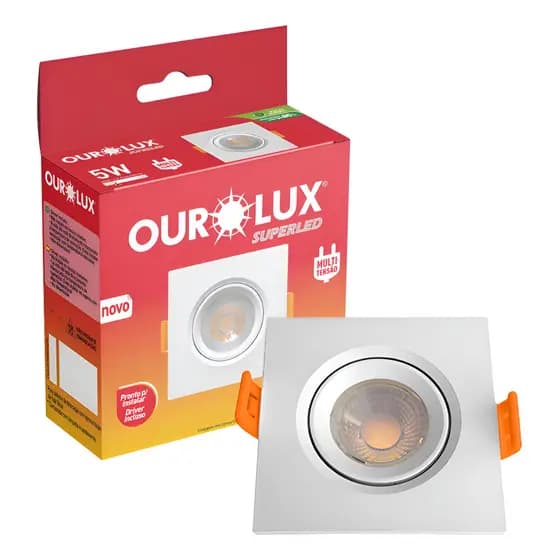 Superled Spot Quadrado 5W 3000K Branco Ourolux