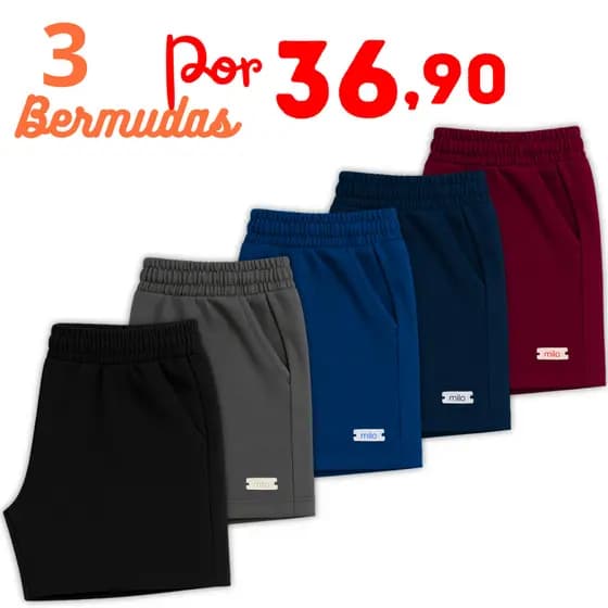 Kit 3 Bermudas Masculina Shorts De Moletom Infantil