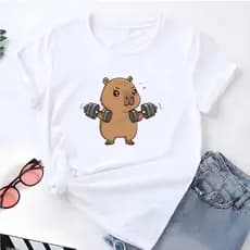 Blusa T-shirt Linda Camiseta Feminina Capivara Academia Gym Camisa
