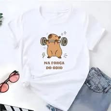Blusa T-shirt Linda Camiseta Feminina Capivara Na Força Do Odio Academia Gym Camisa
