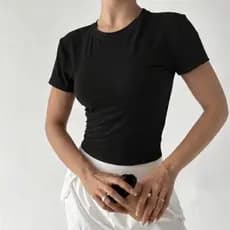 blusa baby tee manga curta