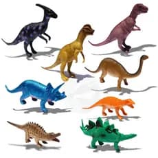 Kit Com 8 Dinossauros Emborrachado Grandes - Dino World Brinquedo infantil