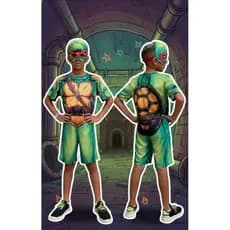 Fantasia Infantil Tartarugas Ninja com Máscara Roupa Herói Festa Cosplay Menino