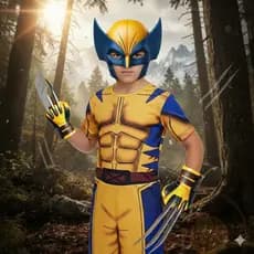 Fantasia Infantil Wolverine X-Men com Máscara Roupa Herói Festa Cosplay Menino