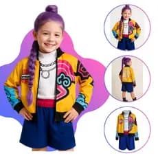 Fantasia Infantil Guerreiras K-pop Rumi Roupa Show Dança Cosplay Menina Kpop