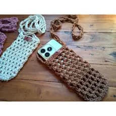Bolsa Porta Celular em Crochê com Alça | Bolsinha Artesanal Feita à Mão