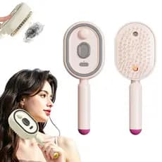 Escova de Massagem com Almofada de Ar e Spray Elétrico, Escova a Vapor Desembaraçadora, Escova de Cabelo Elétrica 3 em 1