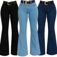 Calça Country Flare Jeans Feminina Linha Premium Lisa Cintura Alta com Lycra Rodeio Vaquejada West