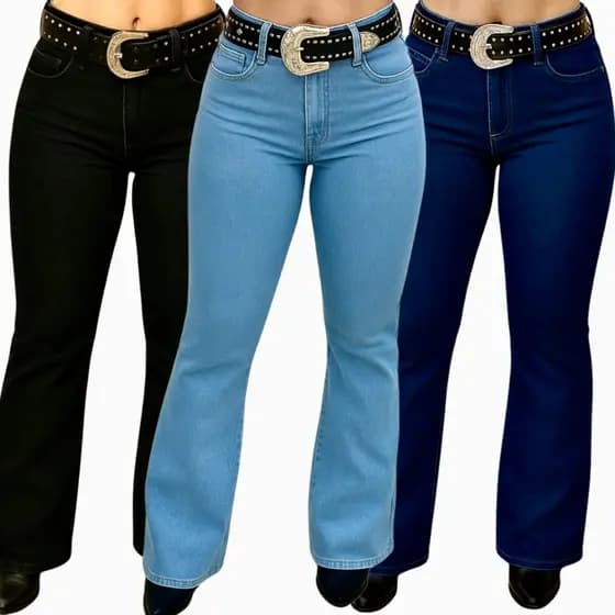Calça Flare Jeans Feminina Lisa Linha Premium Cintura Alta com Lycra Country Rodeio Vaquejada West
