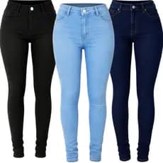Calça Jeans Skinny Feminina Premium Cintura Alta Lycra Modela Bumbum Casual Trabalho Escola Dia Dia
