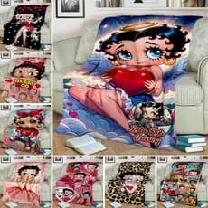 betty boop Nostálgico Cobertor De Lã De Desenho Animado Macio E Quente Para Decoração De Sofá De Quarto