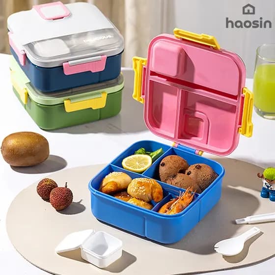 haosin Lancheira Portátil de 1100ml, com Talheres Inclusos, Própria Para Micro-Ondas e à Prova de Vazamentos