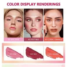 Batom Blush Multifuncional à Prova d'Água, Longa Duração, Cor Fácil, Delicado, Hidratante e Não Removível em Tom Rosa.