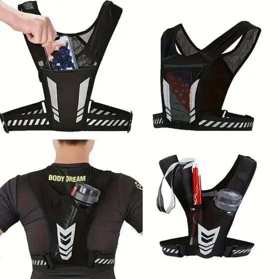 Colete Reflexivo Respirável para Corrida Esportiva Fitness no Peito e nas Costas