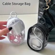 Mini Bolsa Portátil Com Zíper Transparente : Organizadora De Viagem Multifuncional Compacta Para Fones De Ouvido E Carre