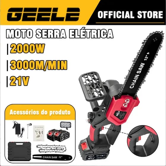 Moto Serra Elétrica 2000w 12 Polegadas 3000M/min Com Duas Baterias 21v GEELE