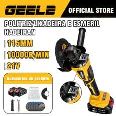 Esmerilhadeira Angular Politriz/lixadeira E Esmerilhadeira 0-10000 r/min Li-ion Multifunções115mm GEELE