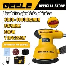Lixadeira giratória elétrica 600W, tensão 110V/220V, equipada com coletor de poeira, adequada para madeira e Metal