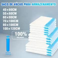 KIT Saco a Vácuo+Bomba manual Para Viagem Organização de Roupas Mala Viagem Guarda Roupas