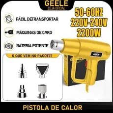 Soprador Térmico 2200w 220V Ar Quente 2 Velocidades temperatura até 520 °C