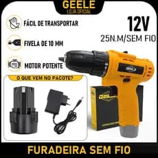 Furadeira Parafusadeira Brushless 12V 600W 1 Baterias Sem Fio Impacto