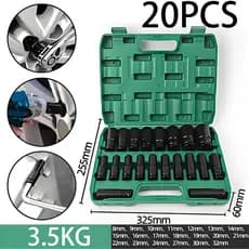 20PCS Jogo de Soquetes de Impacto Longo 1/2  8 A 32MM Vem com um kit de ferramentas