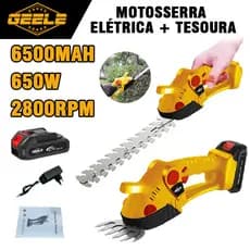 Aparador de Cerca Viva 21V Com 2 Baterias Viva Gramado Sem Fio 2 Laminas Eletrico Potente Recarregavel