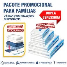 KIT Saco a Vácuo Conjunto Organização de Roupas Mala Viagem Guarda Roupas