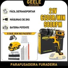 Parafusadeira Furadeira de  21v 2 Baterias Com Maleta e Acessórios Completo