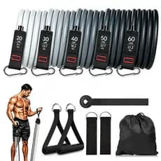 11 Peças de Extensores Elásticos 150/200 LBS, para Yoga, Fisioterapia, Pilates e Treino em Casa