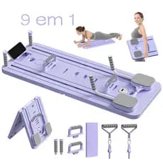 Prancha Multifuncional 9 em 1 para Pilates e Abdominal Peito Treino Completo Dobrável Portátil