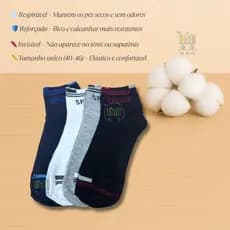 Kit 3/6/12 Pares Meias Masculina Esportiva Multicolor - Cano Curto | Tamanho Único (40 ao 46)