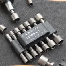 Jogo de 14 Peças de Bits Soquete  Compatível com Parafusadeira  Medidas de 5 a 12mm