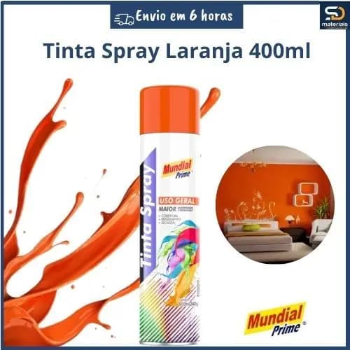 Tinta Spray Laranja 400ml/120g - Mundial Prime
