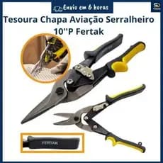 Tesoura de Chapa Aviação Zinco Calhas Rufos Serralheiro 10p Fertak