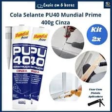 Kit 2 Cola Selante PU40 Cinza 400gr Mundial Prime  Calhas Rufos Zinco