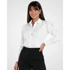 Camisa Social Feminina Manga Bufante Longa