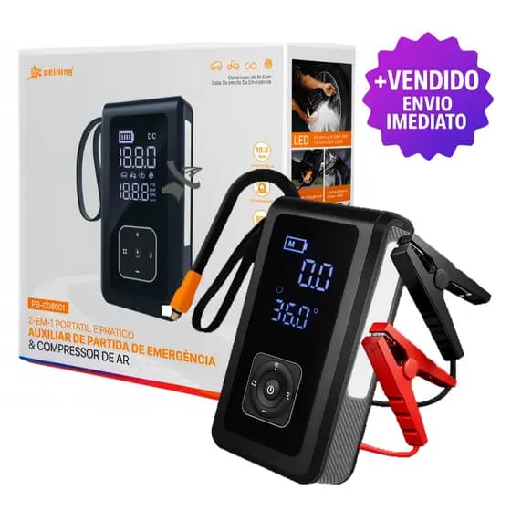Auxiliar De Partida De Emergência 2 Em 1 Portátil 10.000mAh 120W Compressor De Ar Automotivo 150PSI