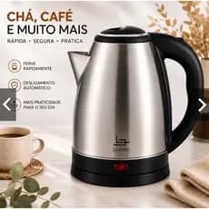 Chaleira Eletrica Inox Capacidade Grande 1,8 Litros 220v Base Giratoria Aquecimento Rapido Seguro
