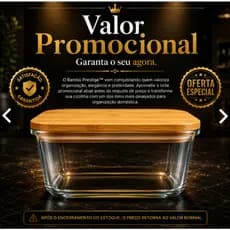 Pote Hermetico Vidro Tampa Bambu Marmita Refeicao 1040ml Conservacao Alimentos