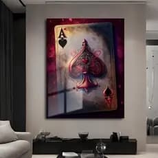 Quadro Decorativo Grande Ás de Espadas Carta de Baralho Arte Moderna Sala Quarto