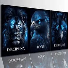 Quadros Decorativos Motivacionais Leão Águia Lobo Disciplina Foco Execução 4K