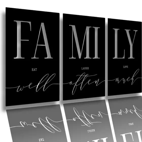 Quadro Decorativo Family Frase Motivacional Preto e Branco Moderno Sala  Quarto