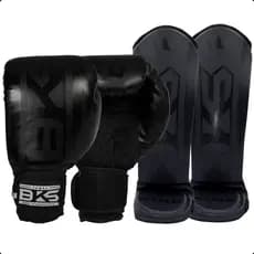 Kit Luva Boxe Muay Thai Kickboxing BKS Boxing Caneleira 8oz 10oz 12oz 14oz 16oz