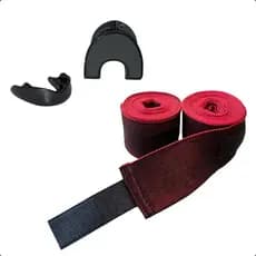 Kit Bandagem Elástica 3m com Velcro + Protetor Bucal Boxe, Muay Thai, Kickboxing, MMA