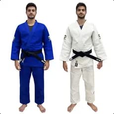 Kimono Judô Matsuru Profissional Ijf Fij 750g Slim Branco Azul